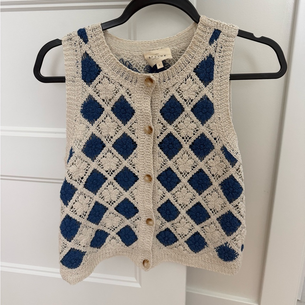 Sezane Ron Top in Ecru/Blue